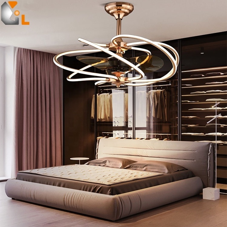 Chinese supplier contemporary lighting indoor decorative remote control PC blades fancy ceiling fan with led light