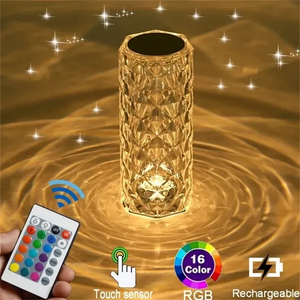 16 Colors Acrlicy Living Room Bedroom Decorative Night light Touch Control Cordless Rose Crystal LED Table Lamp