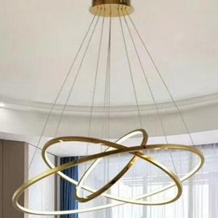 Popular villa decoration lighting Modern simplify custom black ring led chandelier