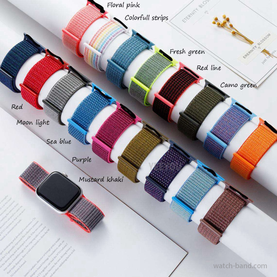 Nylon Strap Woven Fabric Sport Loop Charm Bracelet Compatible iWatch Band 38/40/41mm 42/44/45/49mm