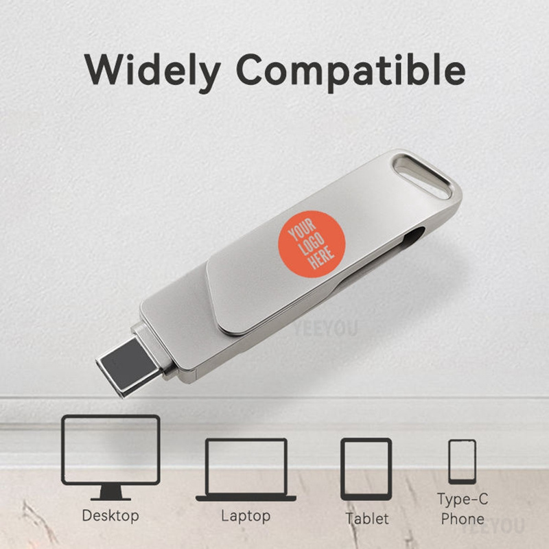 Rotating USB Flash Drive: 1GB to 64GB Metal Memory Stick with High-Speed Transfer for OTG Phones