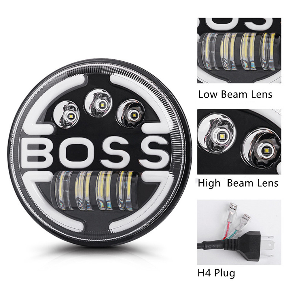 Super Bright 12v Boss High Low Beam Yellow Turn Signal Drl for Motorcycle 7 Inch Round Led Headlight For Jeep