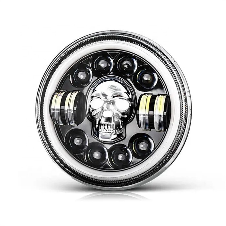 Skull Design Waterproof Rgb Faro Jeeps Led 7 Pulgadas angel eyes faros For jeep wrangler jk accessories Led Headlight