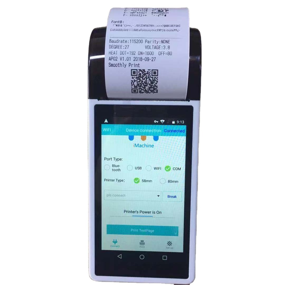 Mini pos terminal with 1GB RAM+8GB ROM, MT6580 Quad-core 1.3GHz, qrcode scanner, WIFI, NFC 58mm thermal printer