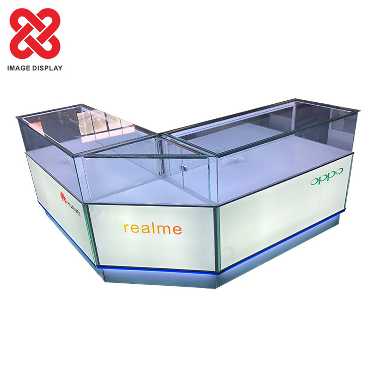 Hot Sale Fancy Design Mobile Phone glass display case cabinet showcase shop store fittings and display