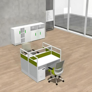 2 Person Staff Desks Glass Fabric Panel Modular Office Workstation Furniture Modern Design