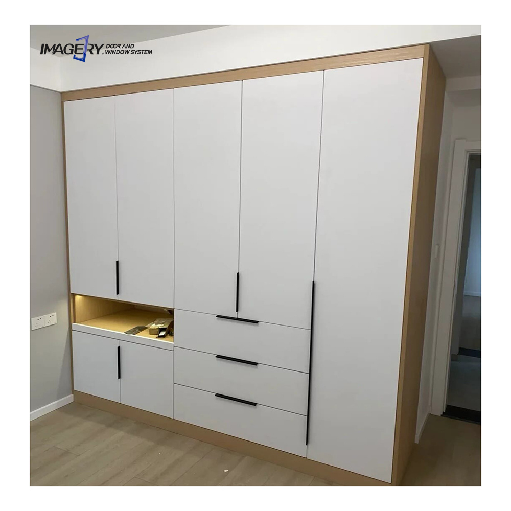 Minimalist Italian style customized all aluminum profile clothes wardrobe closet cabinet for bedroom