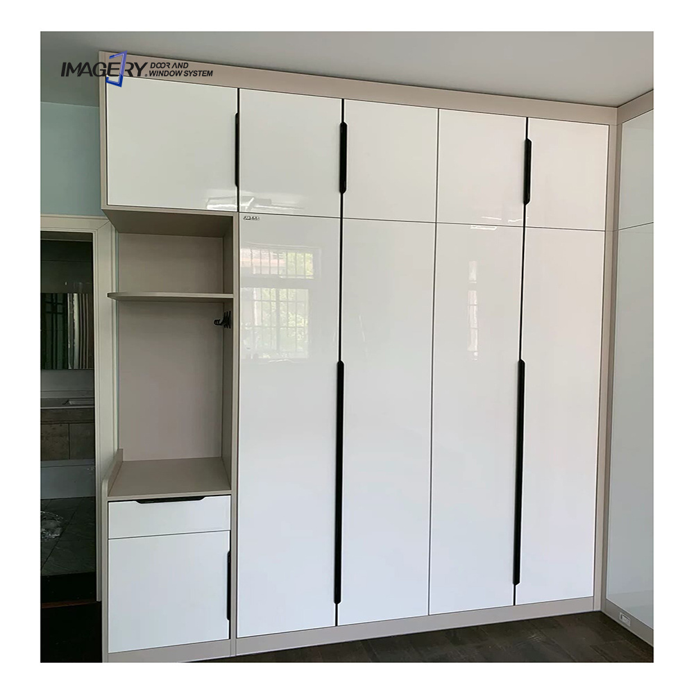 Minimalist Italian style customized all aluminum profile clothes wardrobe closet cabinet for bedroom