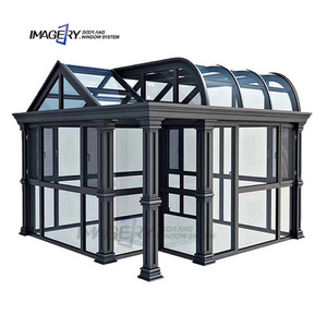 Aluminum alloy cover frame modern glass houses veranda sun room garden house with tempered glass