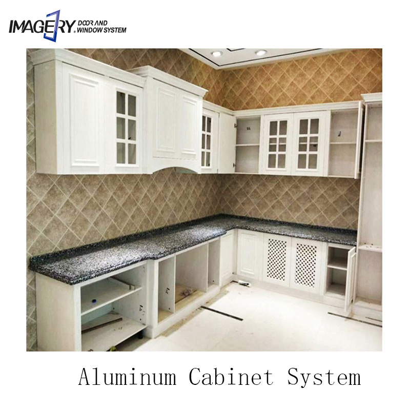 New design aluminium cabinet new fashion customization wood grain furniture household aluminium alloy cabinet for kitchen