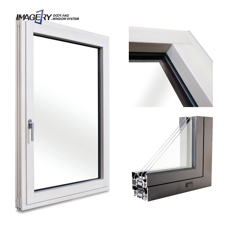 Imagery European design UPVC windows double glazing swing PVC casement window with mosiqito net