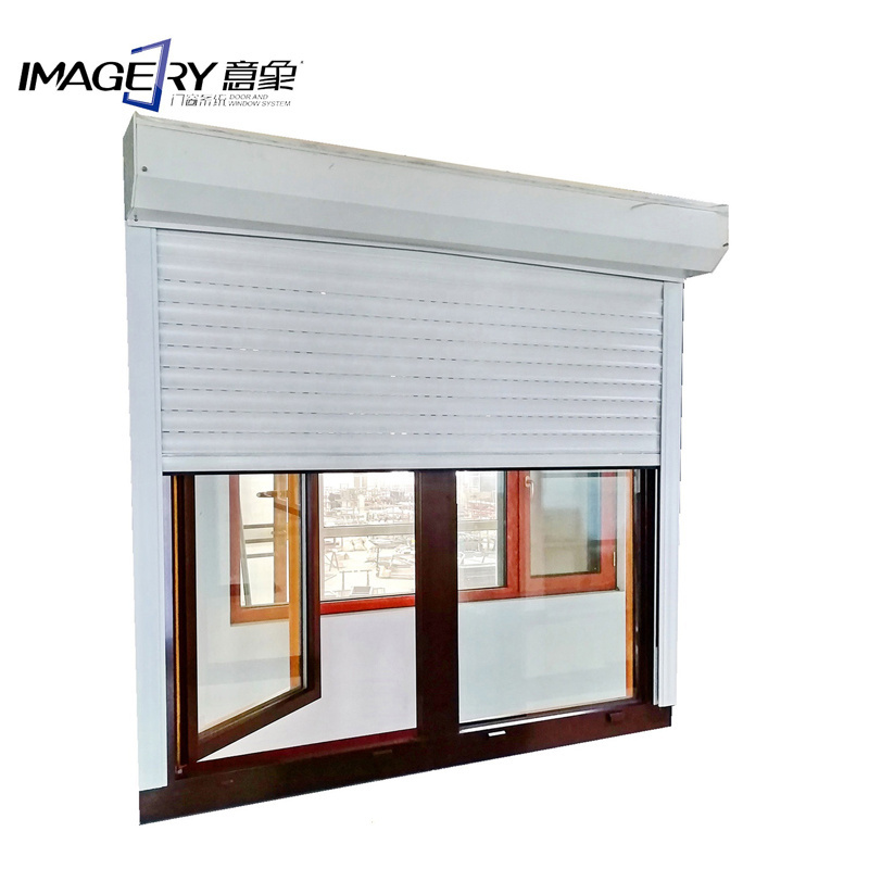 Aluminum  adjustable louver window  Electric roller shutter windows hurricane shutters outdoor rolling shutter window for window