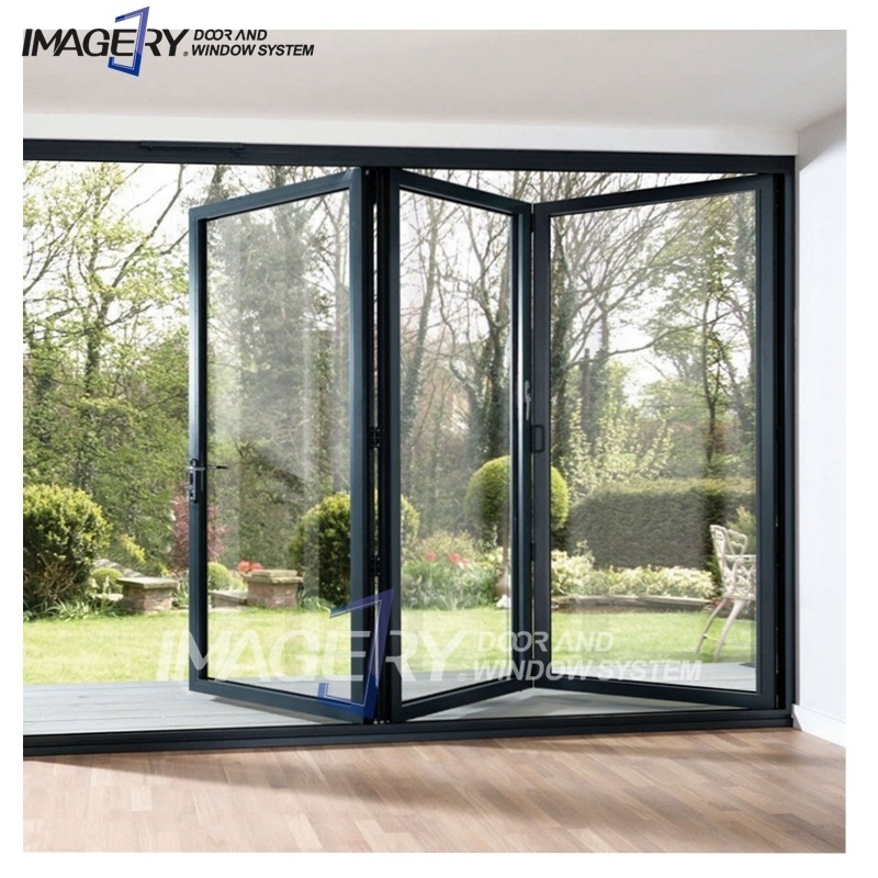 Imagery 2023 American standard aluminum glass door folding door system with accordion fly screen