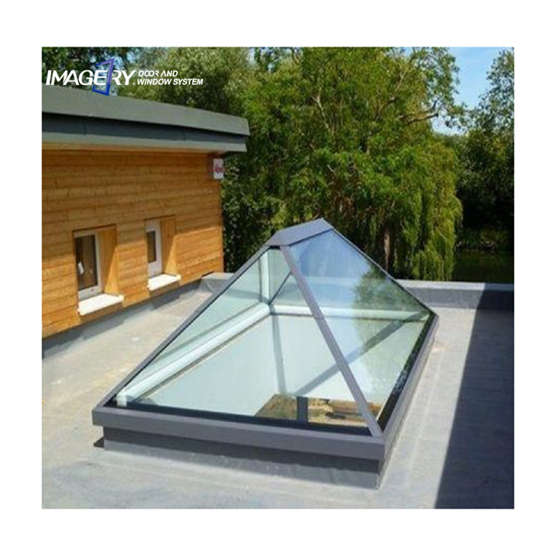 Industrial triangle roof top row double glass electric skylight with aluminum alloy frame profile window