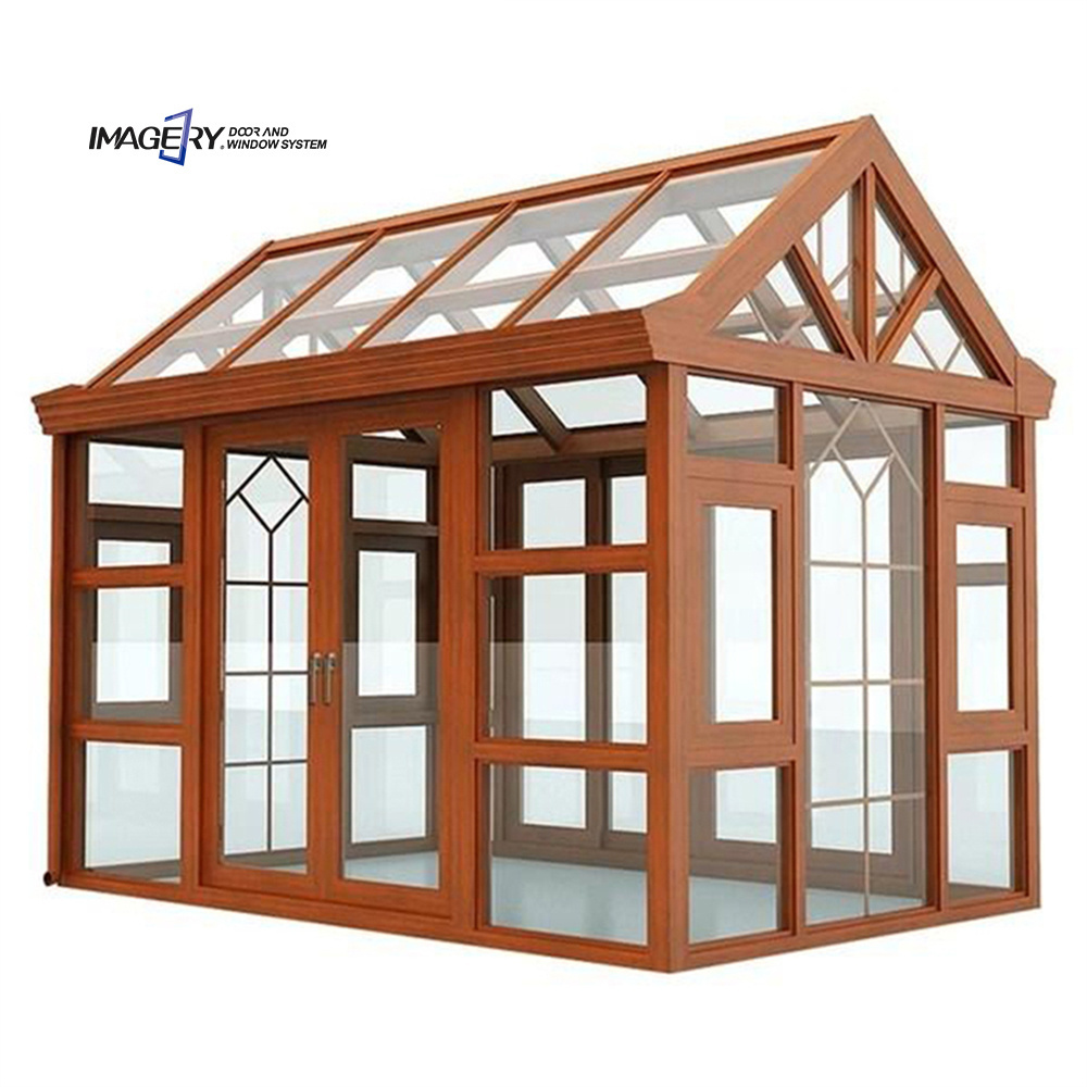 Aluminum alloy cover frame modern glass houses veranda sun room garden house with tempered glass