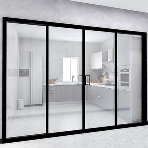 aluminum narrow frame sliding door black metal frame sliding door tempered laminated soft close glass sliding door