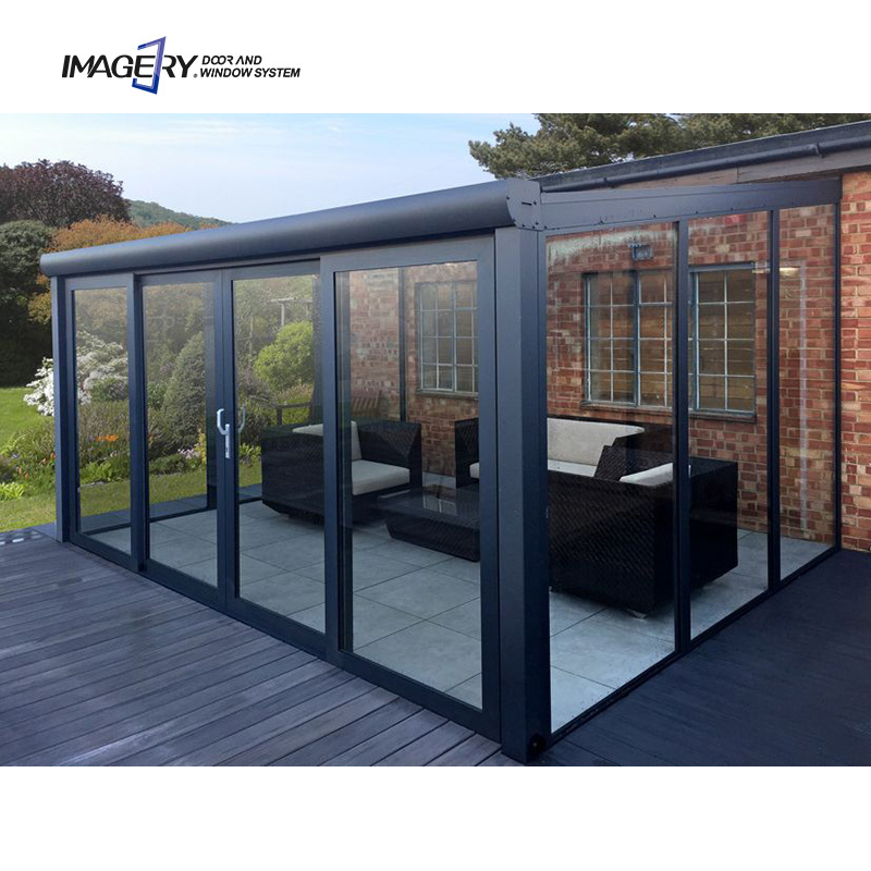 Imagery custom size outdoor patio rolling louvered roof aluminum gazebo pergola glass sunroom