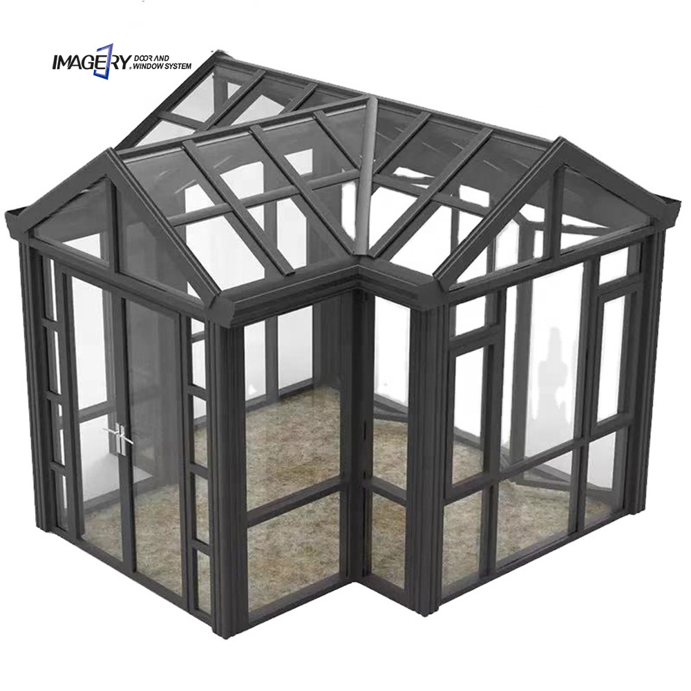 Aluminum alloy cover frame modern glass houses veranda sun room garden house with tempered glass