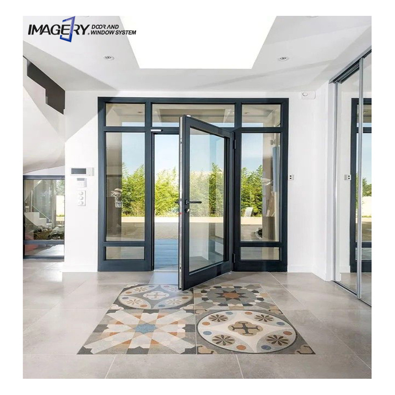 Modern broken bridge insulated glass backyard entrance single swing aluminum alloy casement doors