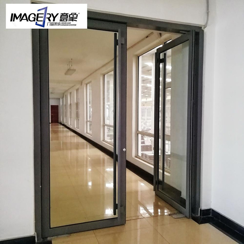 Aluminum frame front door/ KFC entrance swing door/ spring floor shop aluminum french door