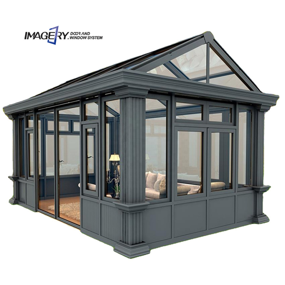 Aluminum alloy cover frame modern glass houses veranda sun room garden house with tempered glass