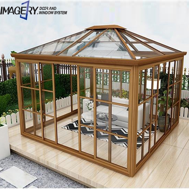 Imagery custom size outdoor patio rolling louvered roof aluminum gazebo pergola glass sunroom