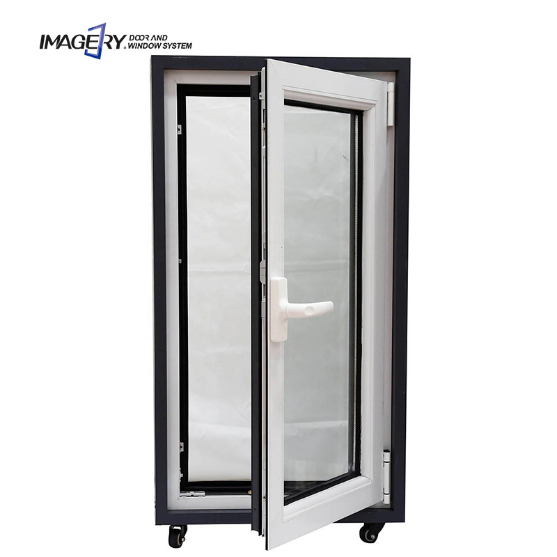 Imagery European design UPVC windows double glazing swing PVC casement window with mosiqito net