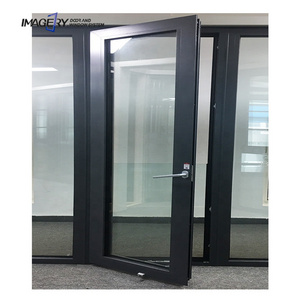 Interior luxury security double glazed tempered glass single aluminum french door design for houses