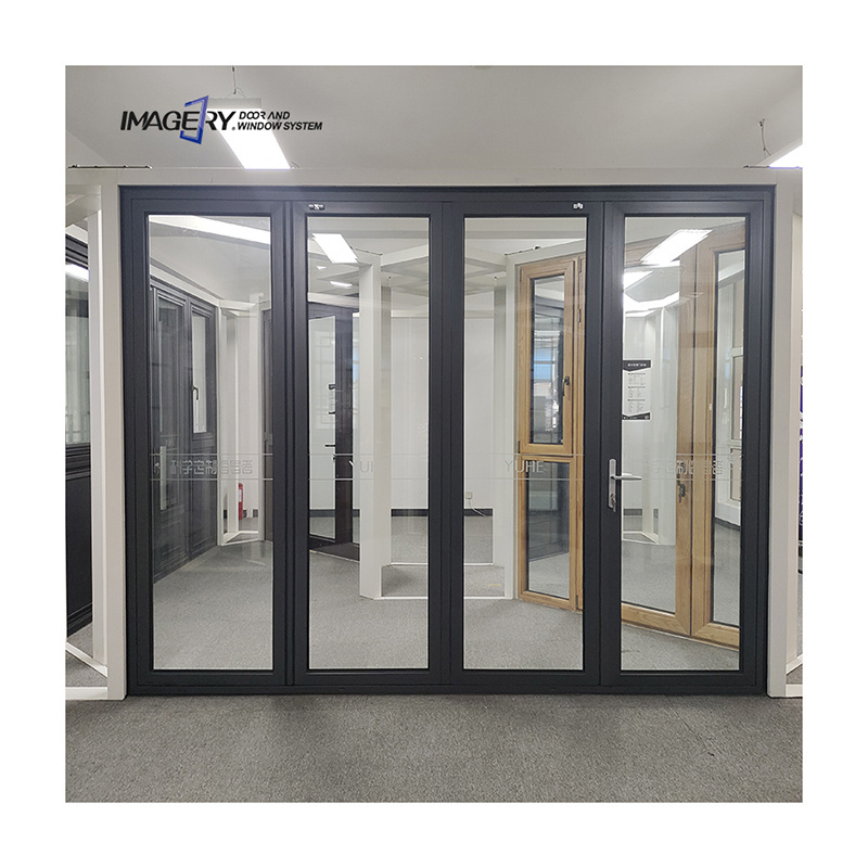 Imagery 2023 American standard aluminum glass door folding door system with accordion fly screen