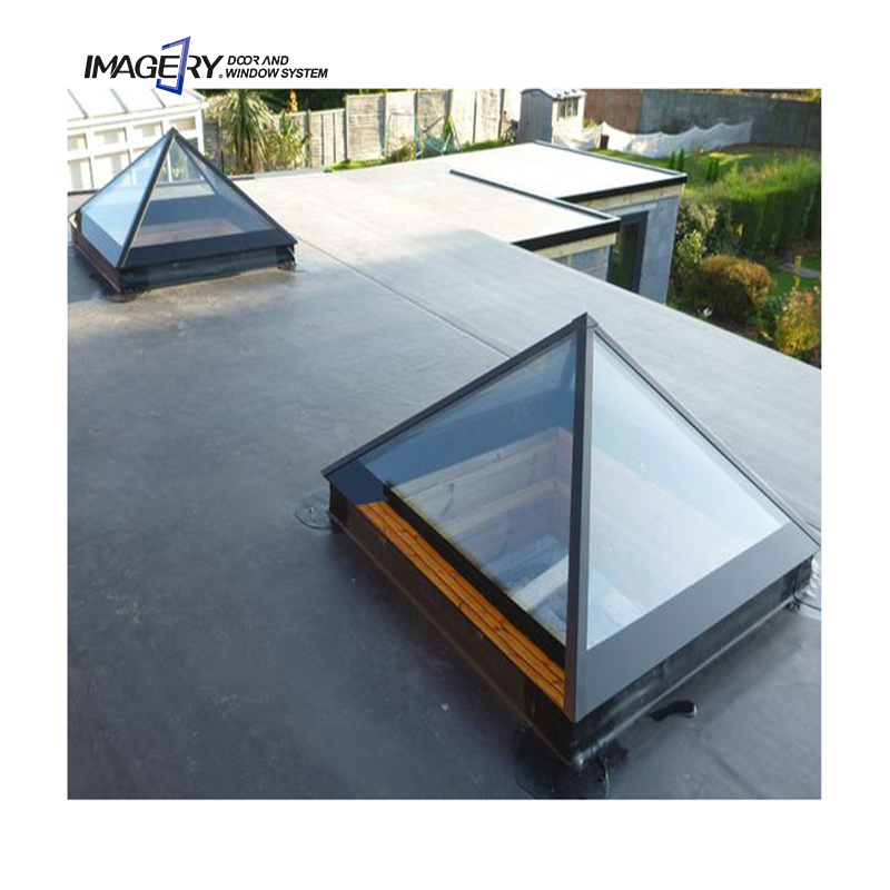 Industrial triangle roof top row double glass electric skylight with aluminum alloy frame profile window