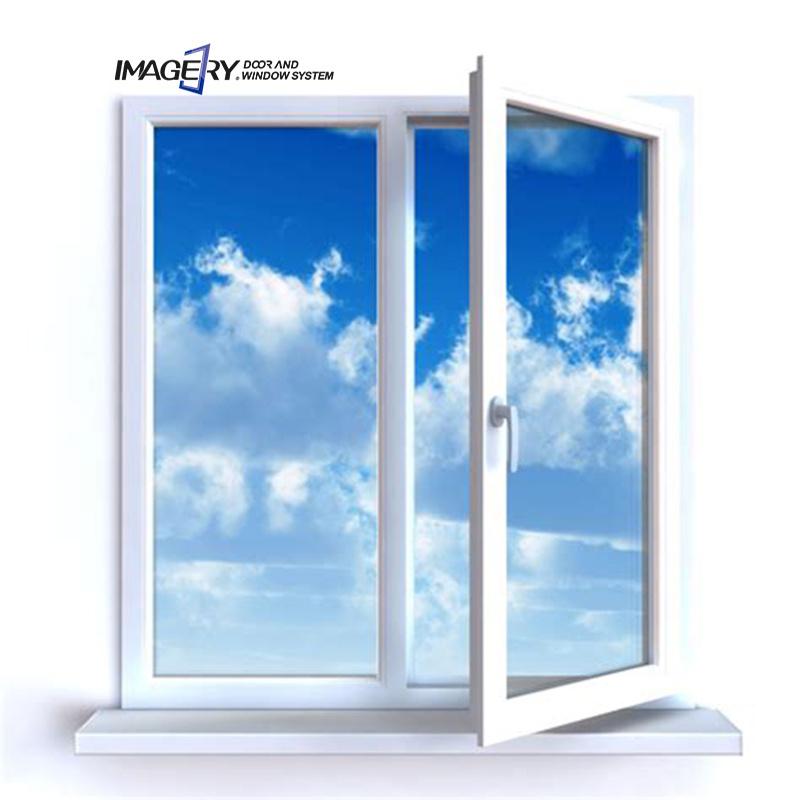 Imagery European design UPVC windows double glazing swing PVC casement window with mosiqito net