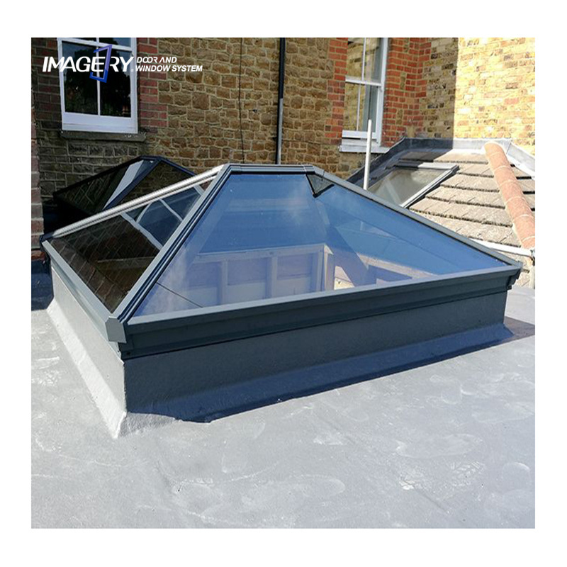 Industrial triangle roof top row double glass electric skylight with aluminum alloy frame profile window