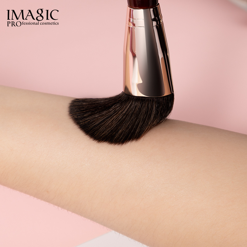 IMAGIC private label 12 pcs luxury makeup brush set wood handle loose powder foundation blush brush