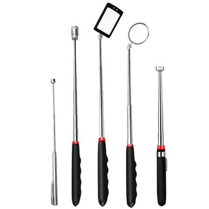 Magnetic Tool Holder Tray Set, Telescoping Magnetic Pick Up Tool Kit Include Swivel Inspection Mirror Flexible LED Flashlight