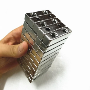 Super Strong N52 Rectangular Block Square Channel Neodymium Magnets With Counter Bore Countersunk Hole Magnets