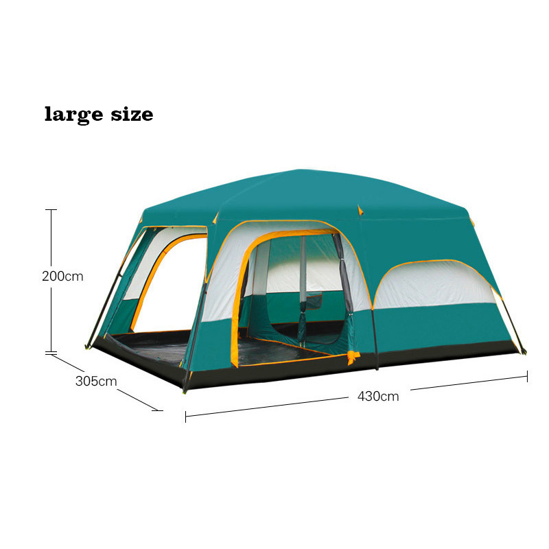 Large camping tent 10 12 person people waterproof double layer 2 living rooms and 1 hall family tents outdoor  rainproof tent