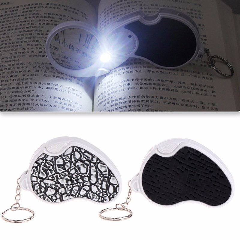 Mini Foldable 8X 20X   Magnifying Glass  LED Lighted Pocket Jewelers Loupe Magnifier with Keychain-Black