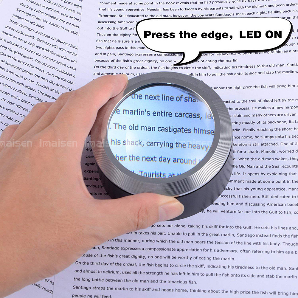 5X Desktop Dome Magnifier, with Light and Stand for Map Document Reading, Inspection, Exploring