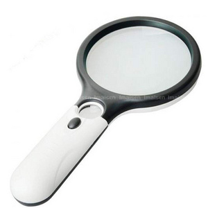 Magnifier with 3 LED Light,  2.5 X 45X Handheld Magnifier Reading Magnifying Glass Lens Jewelry Loupe White and Black