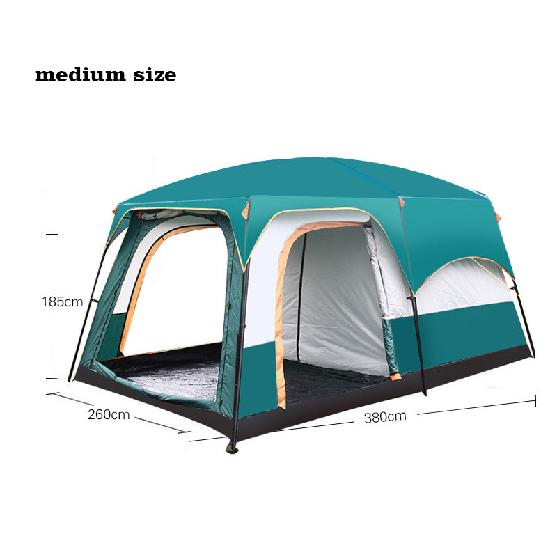 Large camping tent 10 12 person people waterproof double layer 2 living rooms and 1 hall family tents outdoor  rainproof tent