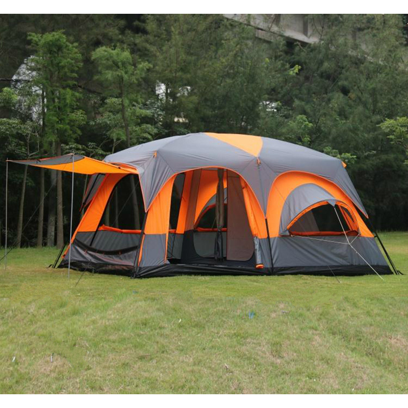 Outdoors 8-12 people 2 rooms 1 hall camping leisure tent family tourism windproof sunscreen self-driving multi-person tent