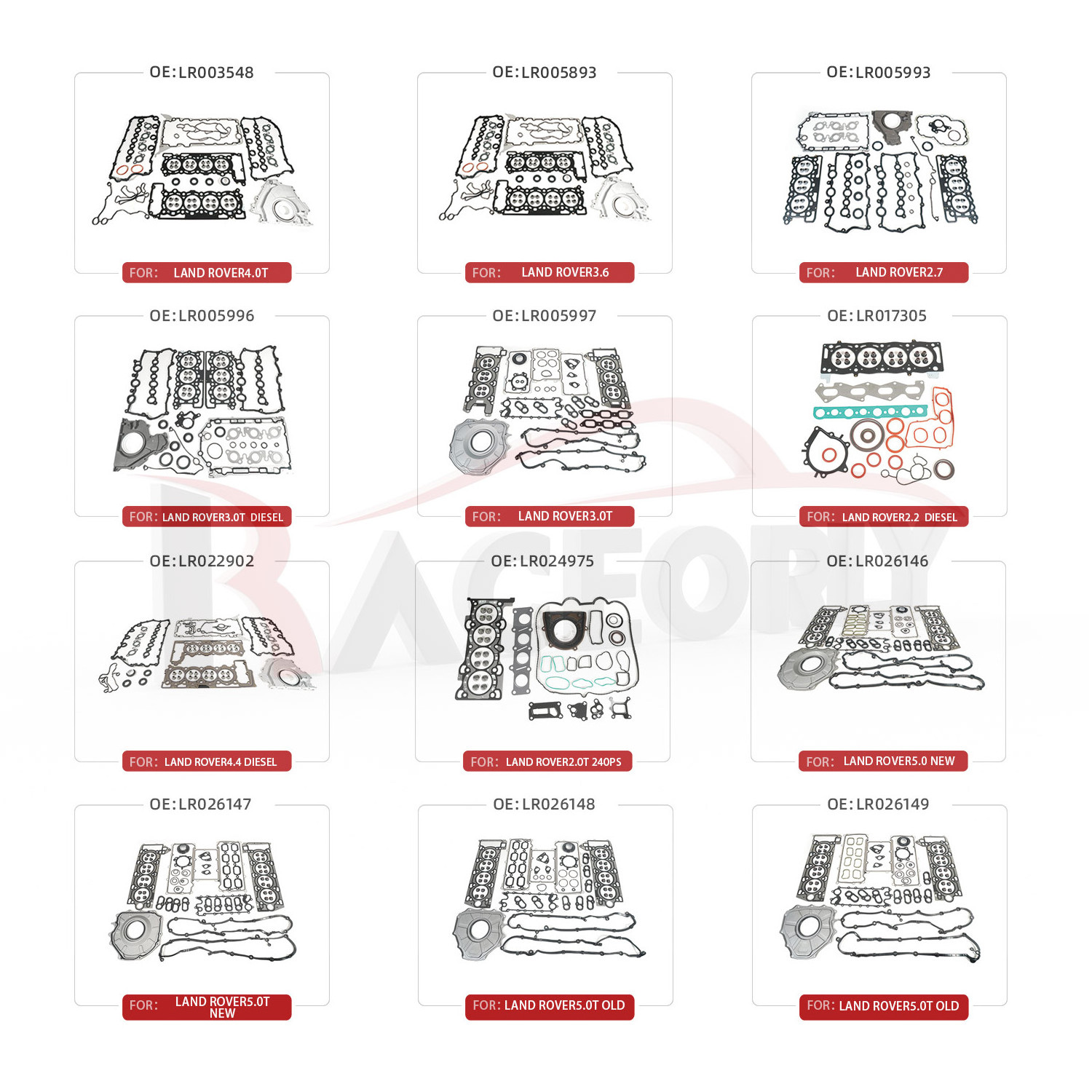 Manufacturer custom wholesale Car auto Engine system spare parts repair kit diesel LR017305 For Landrover 2.2