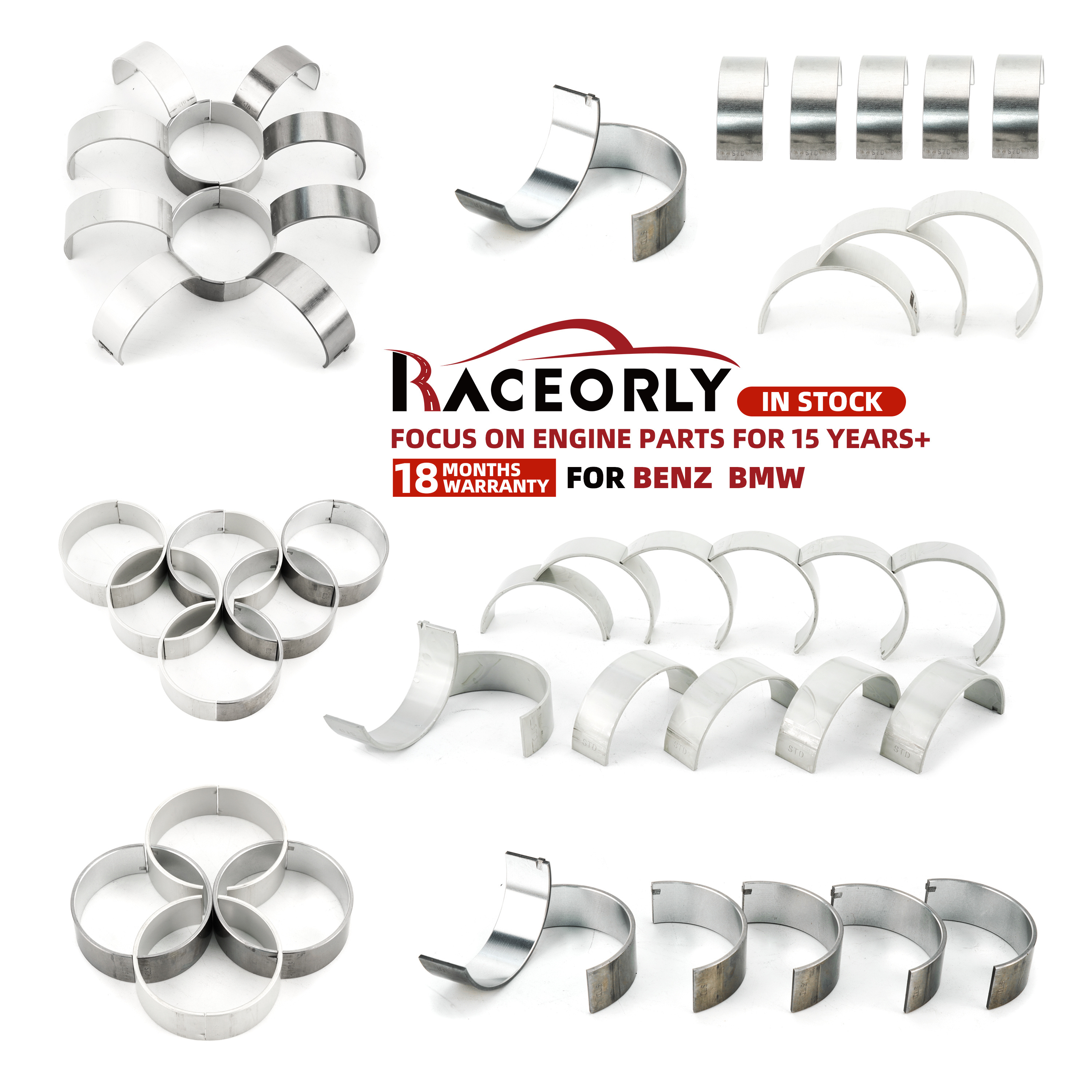 Raceorly Auto Connecting Rod Bearing 11241284850 11247536774 11247576715 11247628034 11247628035 11247798085 11247798092 For BMW