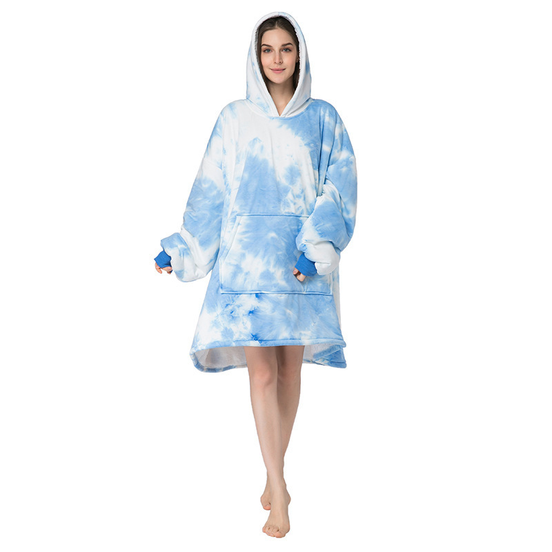 Com fy Oversized Lazy Hoodie Long Dress for Women Tie Dye Flannel Hoodie Flannel Jacket Drops-hipping Hooded Pullover Hoodies