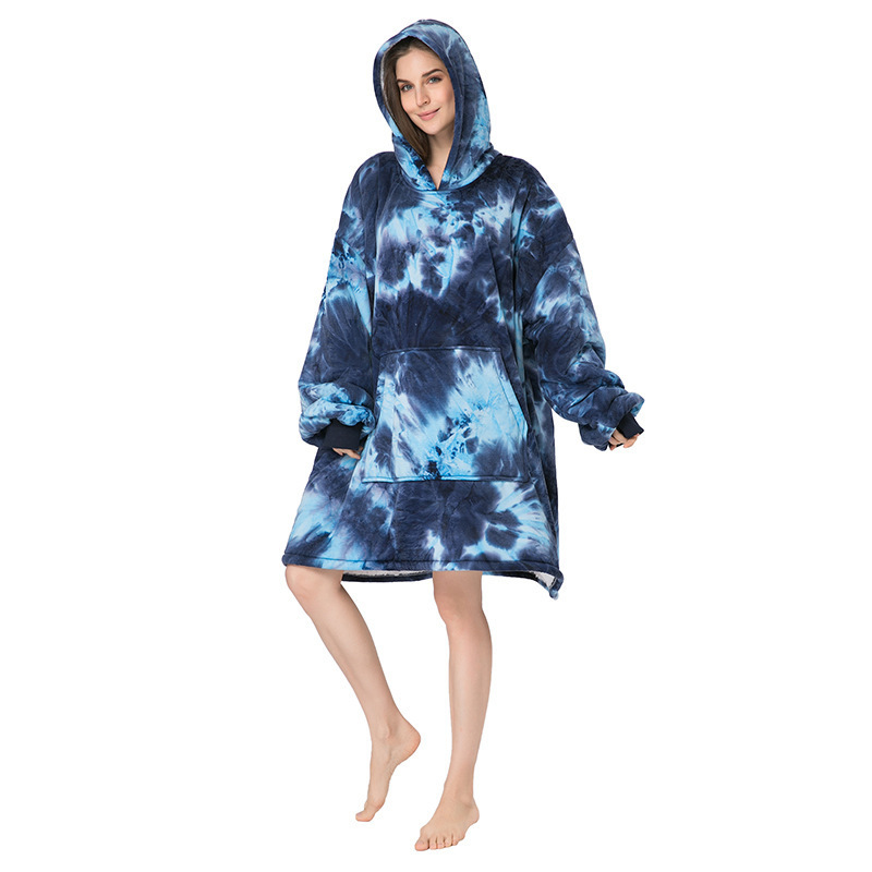 Com fy Oversized Lazy Hoodie Long Dress for Women Tie Dye Flannel Hoodie Flannel Jacket Drops-hipping Hooded Pullover Hoodies