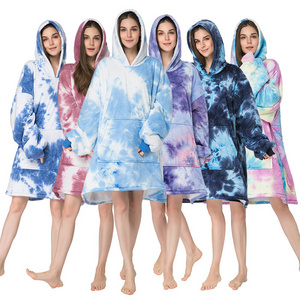 Com fy Oversized Lazy Hoodie Long Dress for Women Tie Dye Flannel Hoodie Flannel Jacket Drops-hipping Hooded Pullover Hoodies