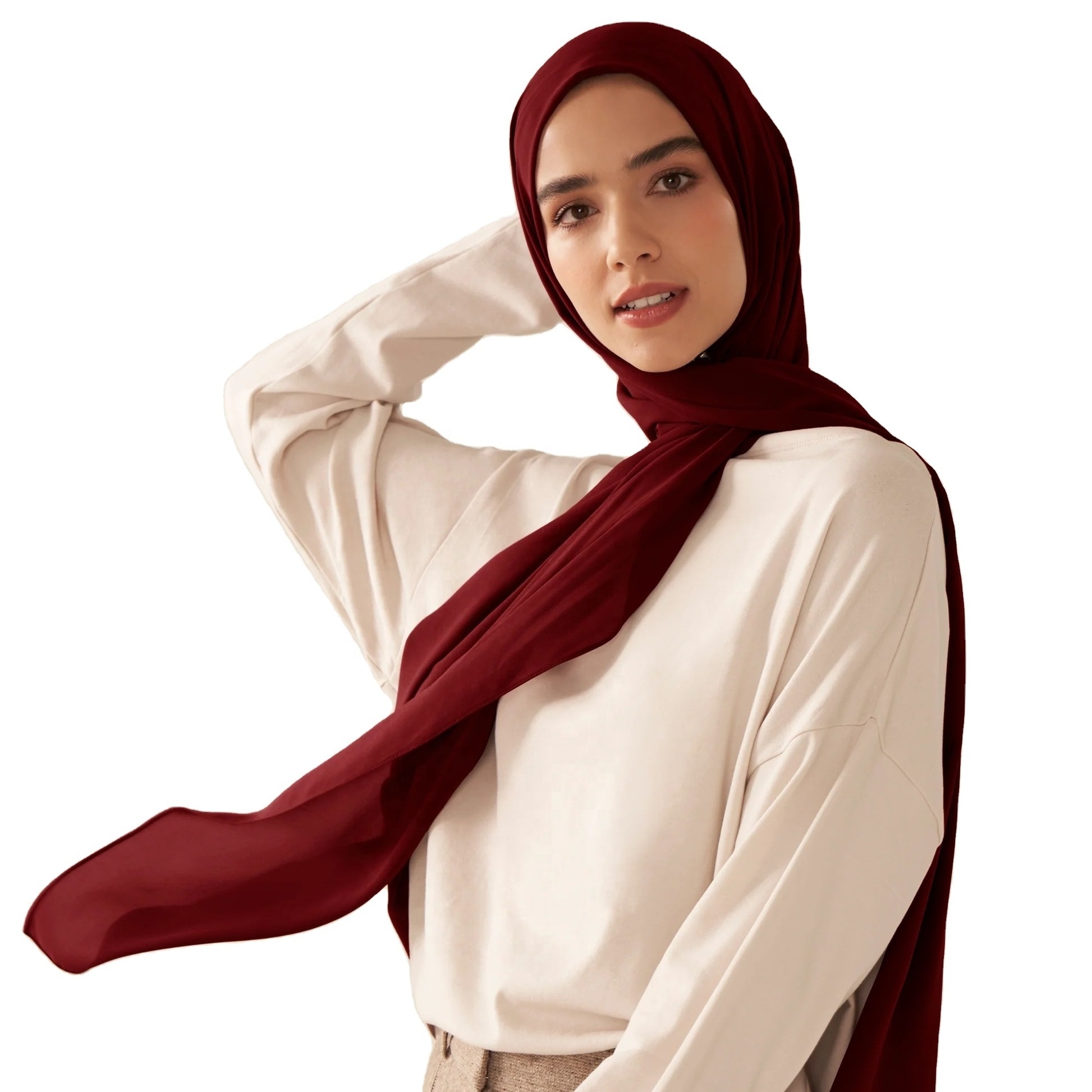 IMAN fashion Chiffon Hijab Solid Colors Custom Chiffon scarf for women Muslim Chiffon Hijab Khimar hijab Muslim tudung niqab