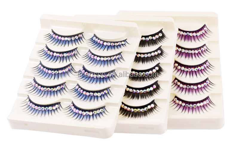 Gem Lashes Decoration Glitter Faux Mink Lashes Gel Studded Diamond Eyelashes Sequins Glitter Lashes