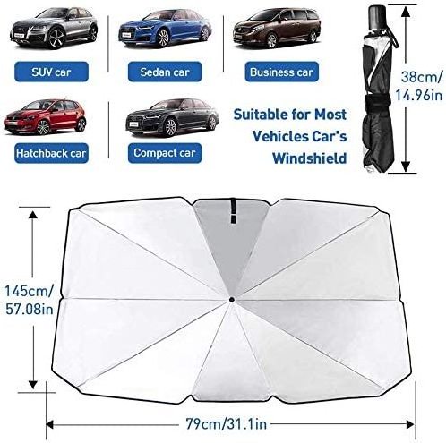 Car Windshield Sun Shade Umbrella,Easy Foldable Car Front Window Sunshade Sun Visor Protector Blocks UV Rays Keep Vehicle Cool