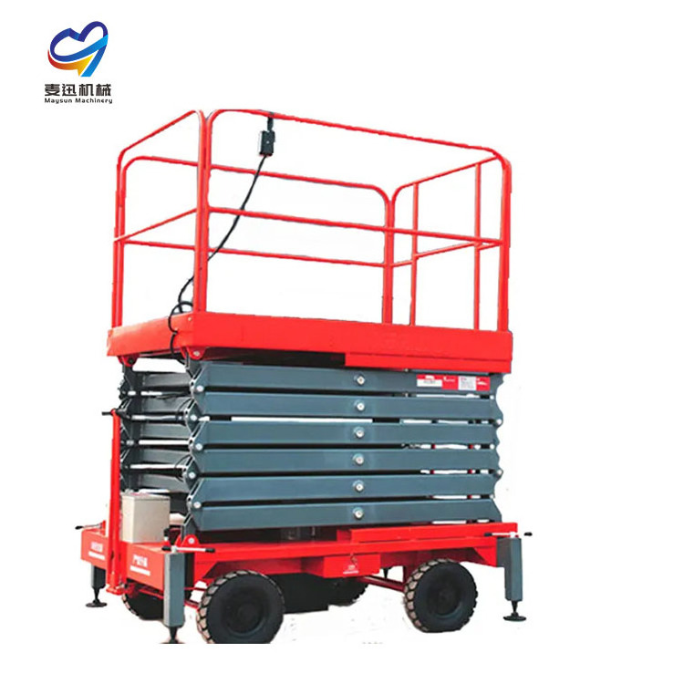 Lifting Equipment Lift Supplier Electric Mobile Scissor Lift Platform CE 6m-14m Load 450kg Motor Provided Wire Rope OEM Support